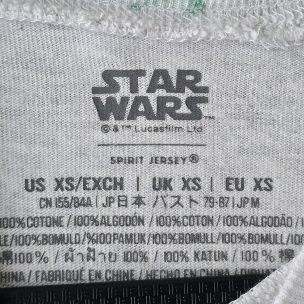 Star Wars Spirit Jersey Millennium Falcon graphic print top gray 100% Cotton XS - Picture 5 of 5